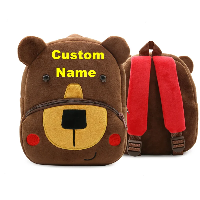 

Custom Name Cute Cartoon Animal Backpack Personalized Your Text Toddler School Bag for Children Baby Girls Boys(bear)