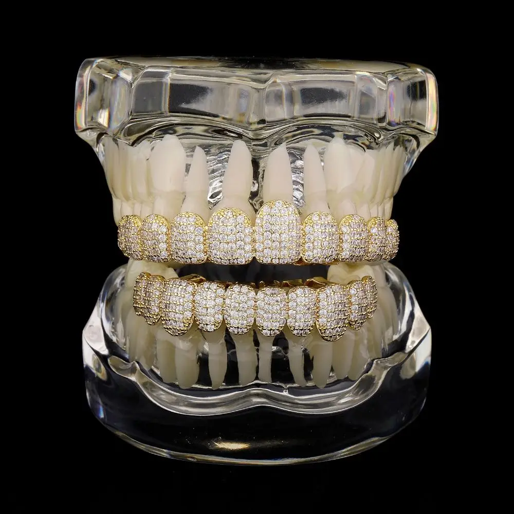 الهيب هوب الأسنان Grillz مجموعة للإزالة تصميم حجر الراين الهيب هوب الأسنان Grillz أعلى وأسفل مجموعة جوفاء شوايات الأسنان قبعات الأسنان