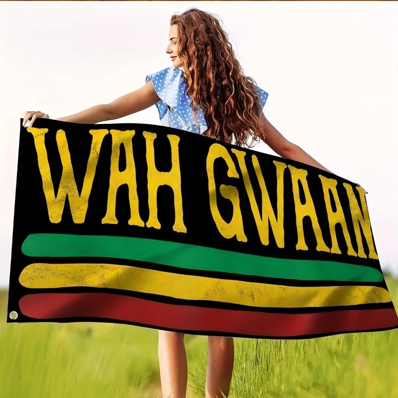 1pc Funny Jamaica Rastafari Reggae Flag, Jamaica Colors Banner, 91.44x152.4cm with 2 Grommets, Indoor Outdoor Garden Decor