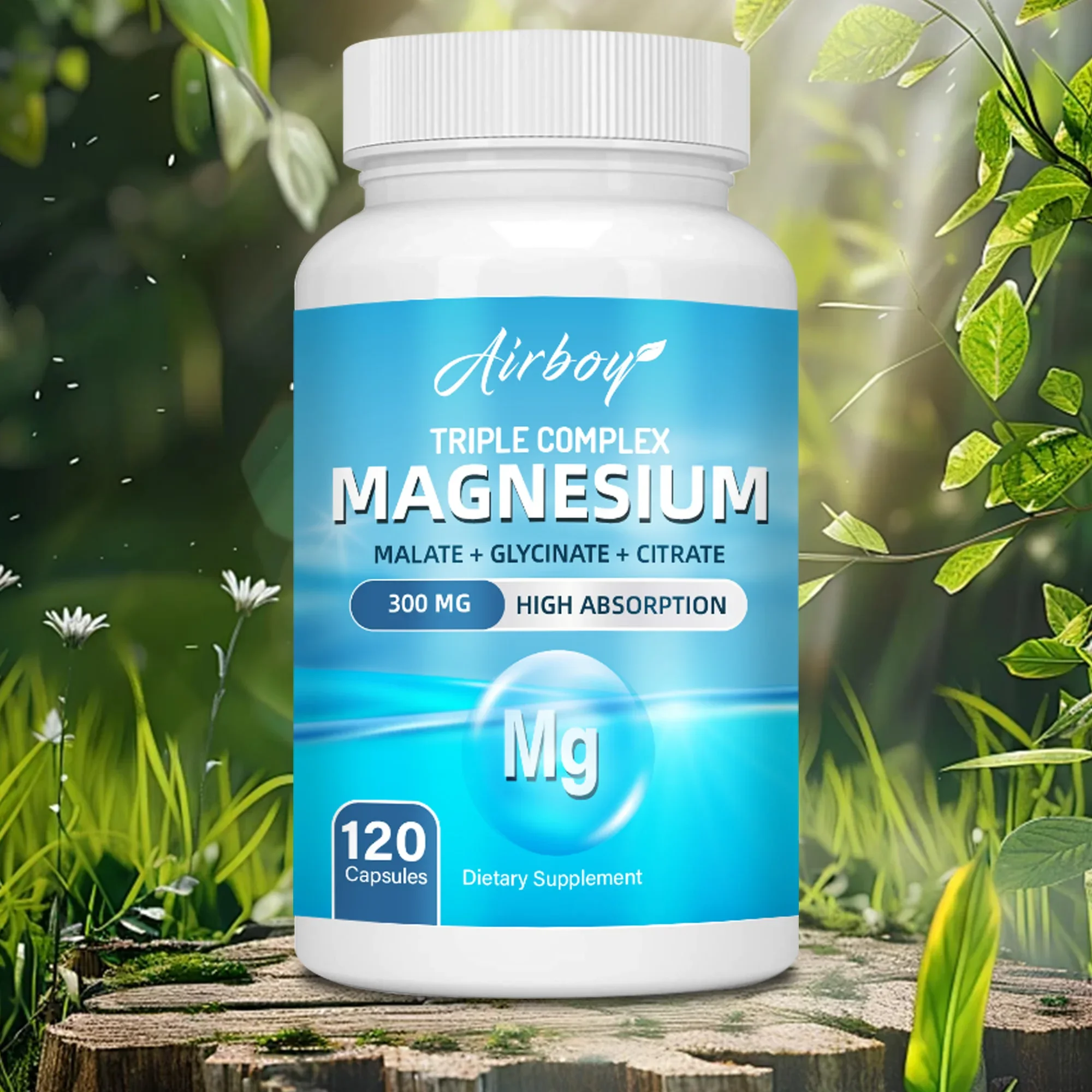 مجمع المغنيسيوم الثلاثي - مكمل صحة العظام والعضلات والقلب، دعم النوم، تخفيف التوتر، استرخاء العضلات - 120 كبسولة