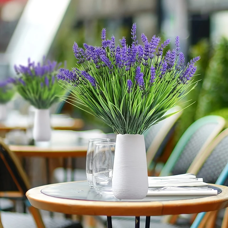 Künstliche Blumen Raumdekoration Künstliche Blumendekoration für Außenbereich Garten Hof Haus Tisch Kunstblumen Lila Lavendelgras