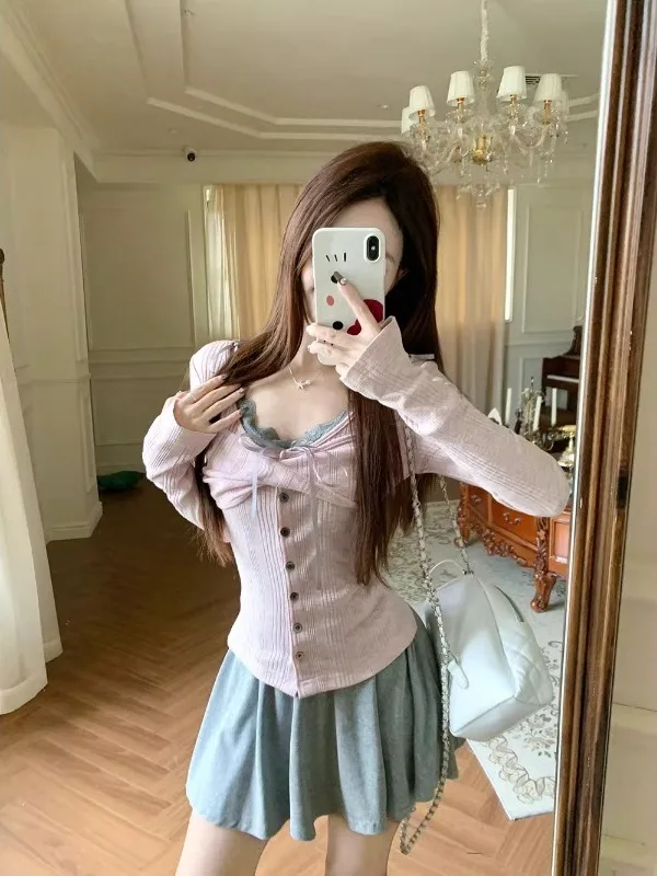 

plus Size Women's Ruffle Trim Csole Tank Top Pink Autumn Winter Faion Set Korean Sle Casual Commute Sle Two Piece Set