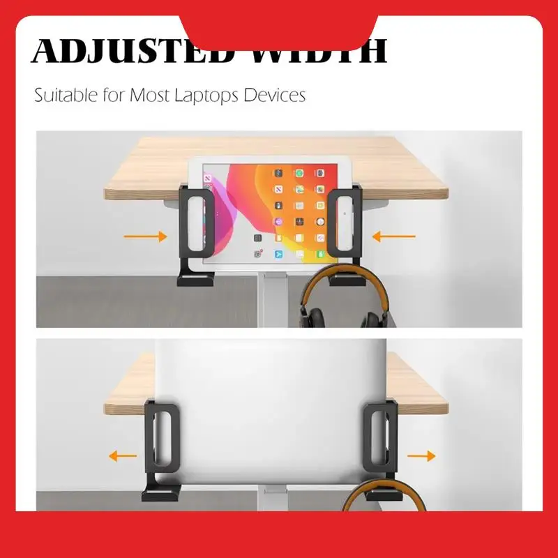 Vertical Laptop Stand, No Drill Desk Side Laptop Stand Organizer Adjustable Laptop Holder Desk Clamp On