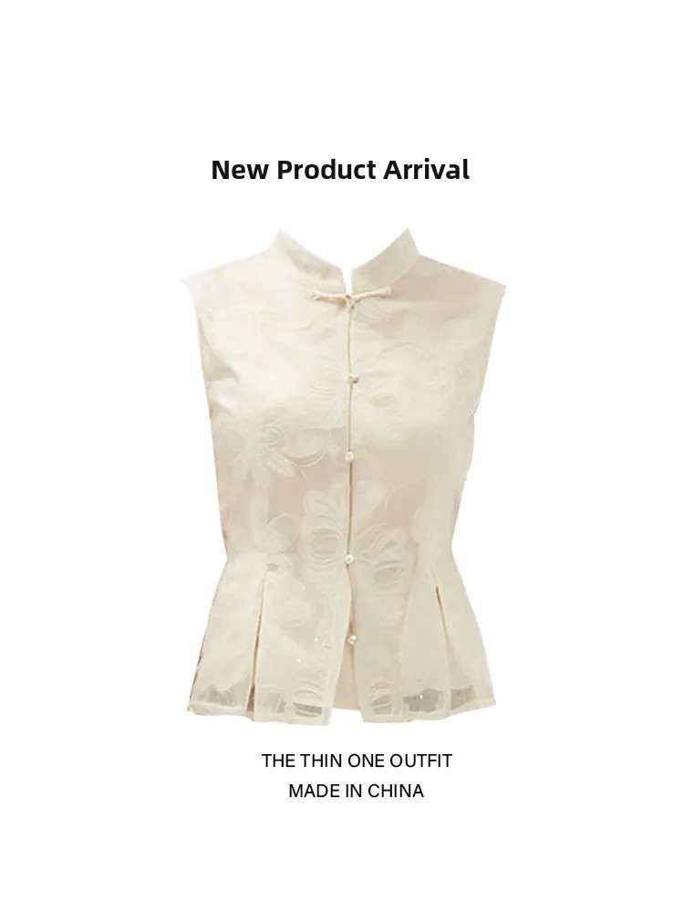 Nouveau chinois Sle ort Sve irt col montant Faionable été dames porter réduction de l'âge coréen Sle coupe ample irt