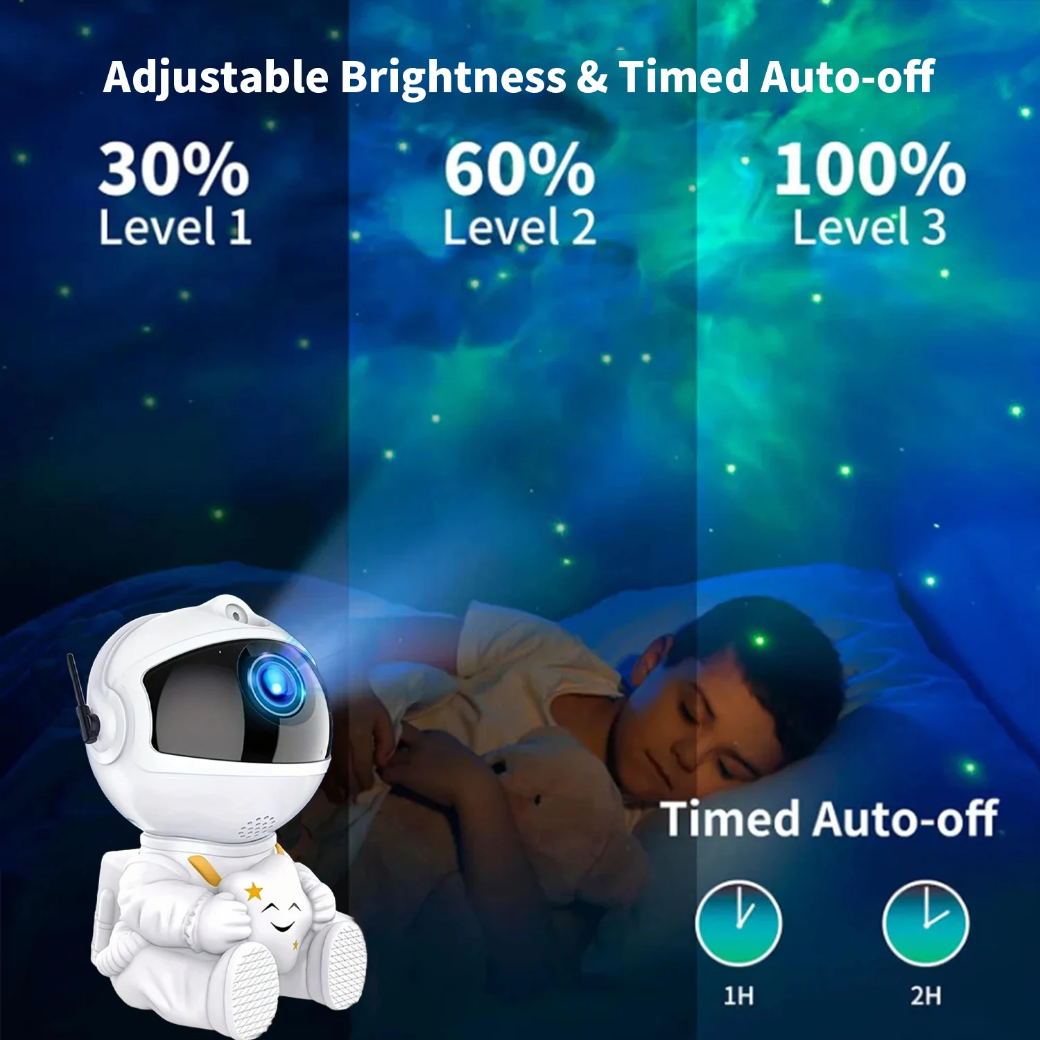 Veilleuse LED Nebula avec minuterie télécommandée, budgétaire d\'étoiles, rotation à 360 °, 1PC