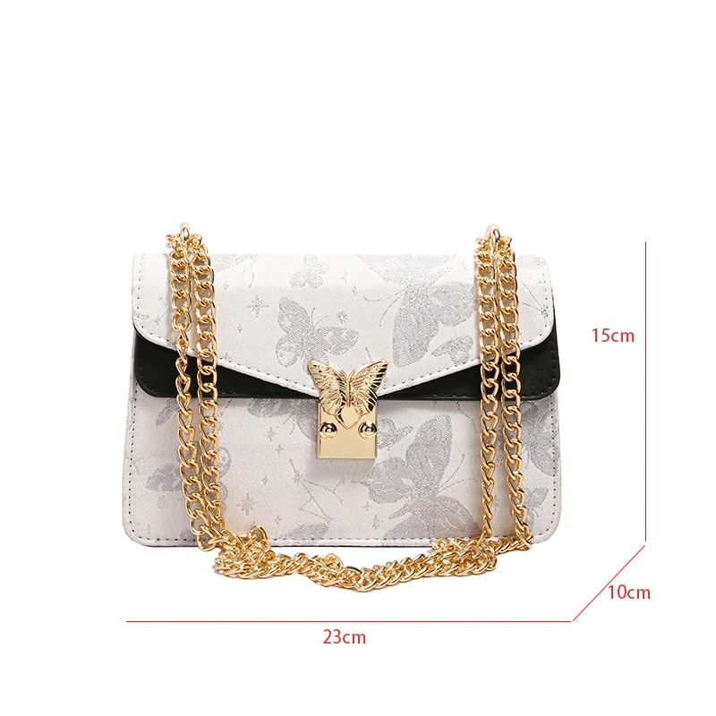 Jacquard Embroidery Handbag Luxury Lady Crossbody Bag Women Bow Buckle Brand Underarm Shoulder Purse Small Square Messenger Bag