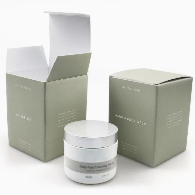 Easy to Fold Folding Color Printed Green Cosmetic Paper Box for Plastic Oil Bottle Packaging Package