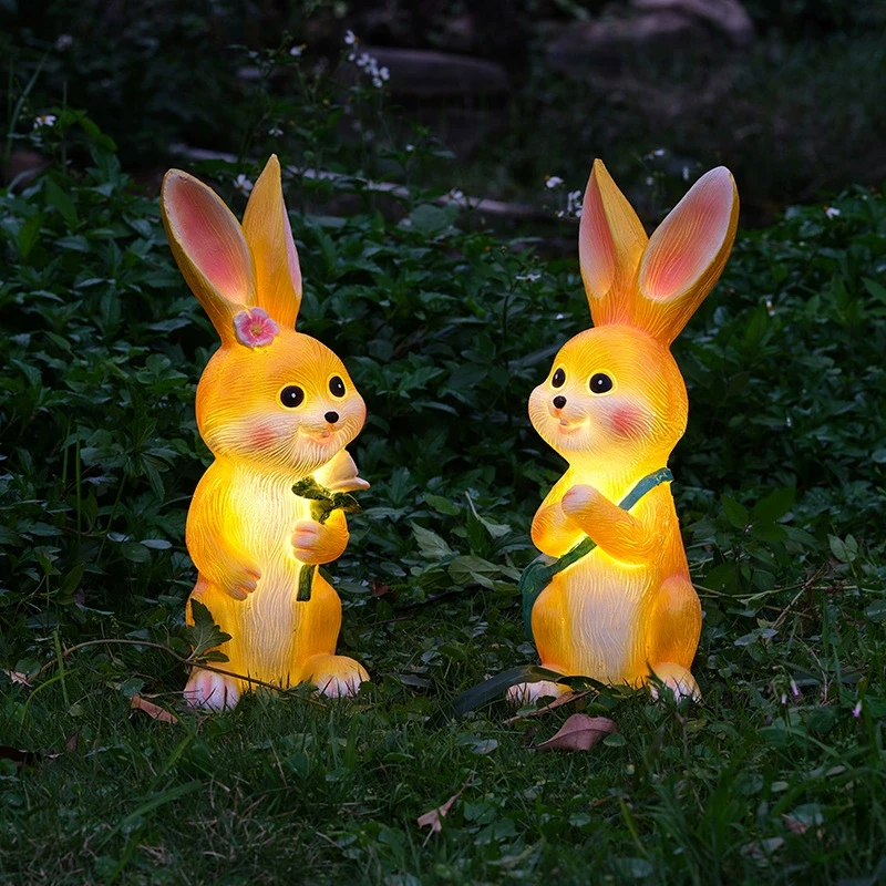 Modern Creative Cute Rabbit LED Garden Lights Outdoor Landscape Animal Lawn Lighting Yellow White Courtyard Layout Personality