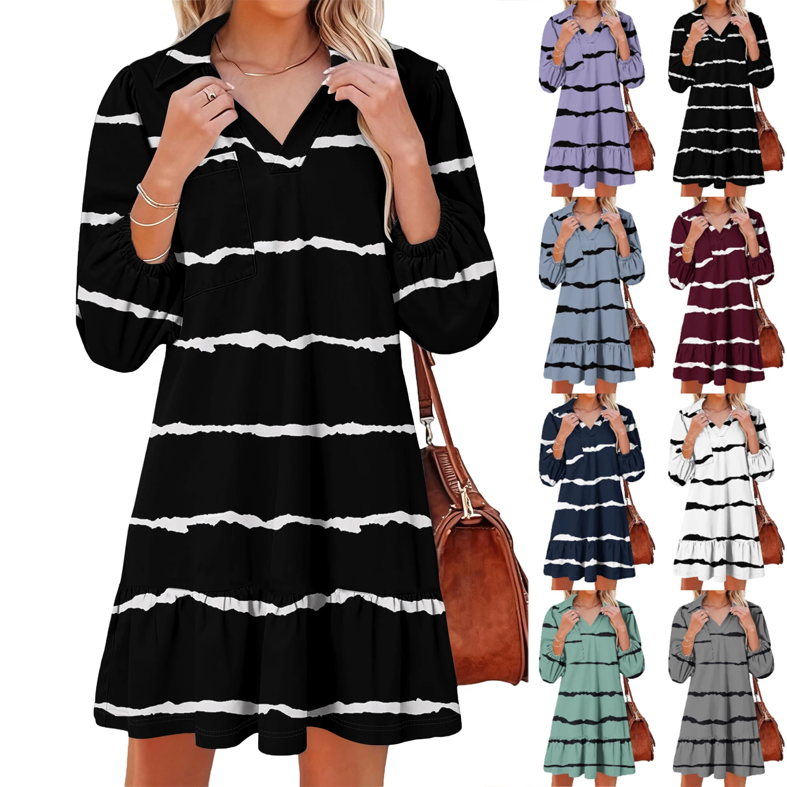 Women's Casual Style Dresses Elegant Atmospheric Straight Dress V Neck Slit Fitting Slim Evening Dresses Robe Femme Élégante