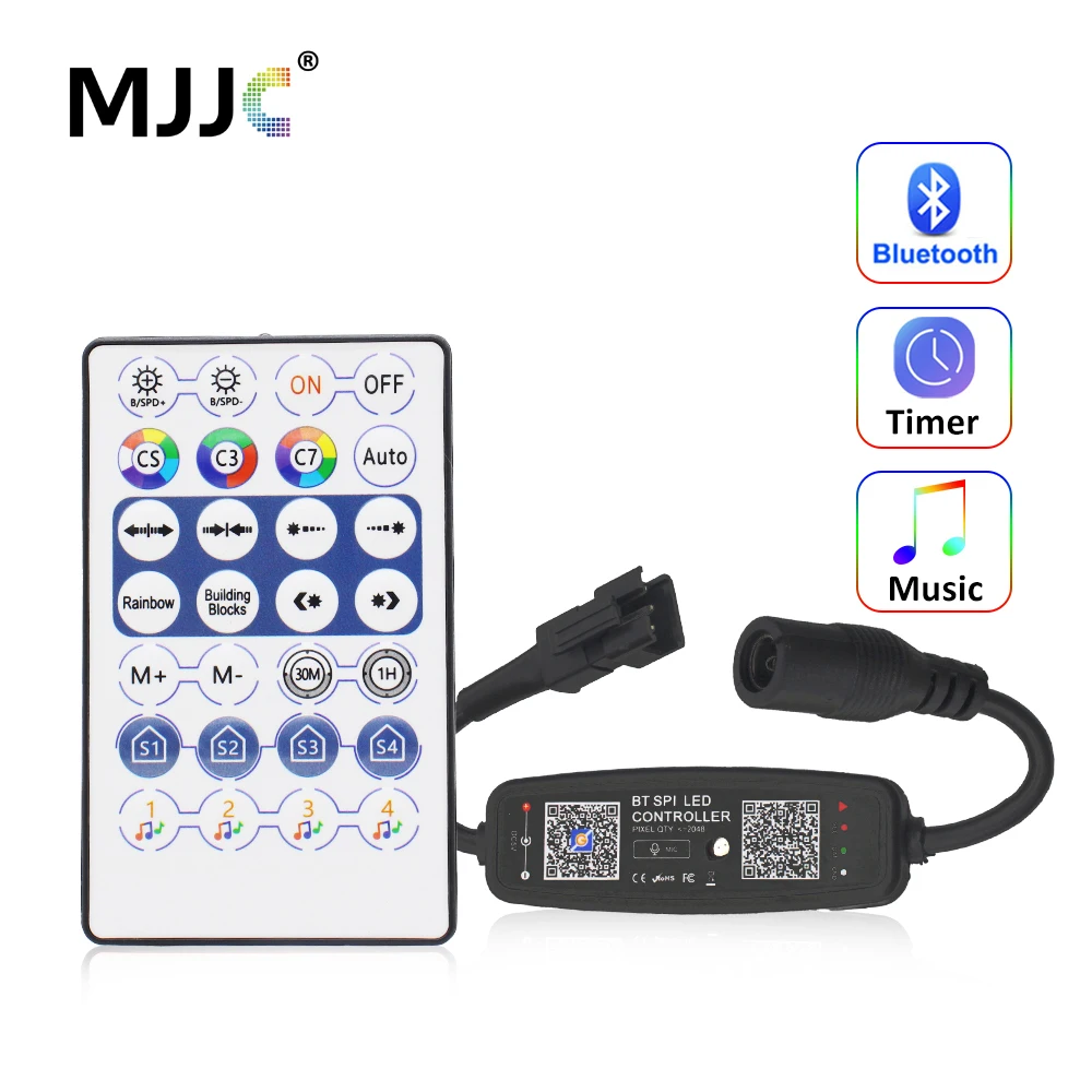 WS2811 WS2812B RGB LED Controller Bluetooth Music USB 5V 12V DC 24V Addressable LED Tape Pixel Strip Light IC Remote Control