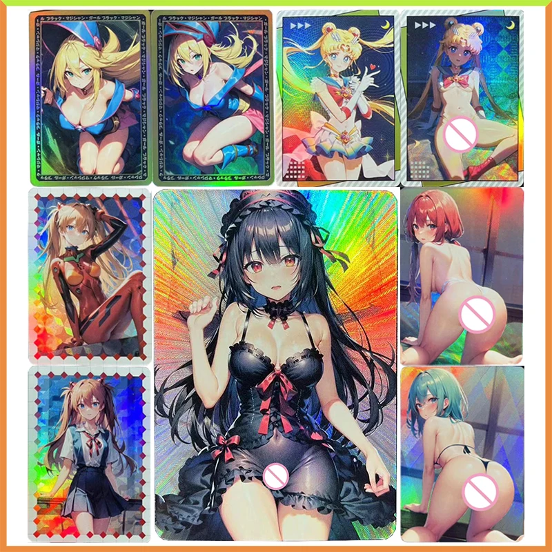 

Anime Goddess Story DIY ACG Laser Flash Card Tsukino Usagi Asuka Langley Soryu Toys for boys Collectible Cards Birthday Present