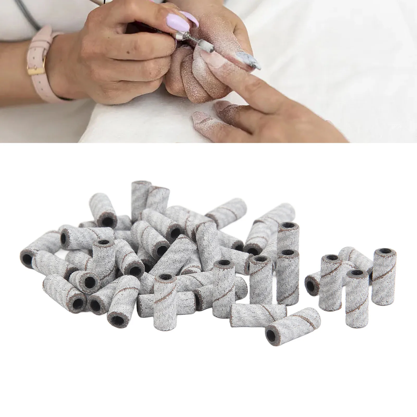 100 adet 240 Grit Nail Art zımpara tırnak matkap için bantları taşlama manikür parlatma Caps