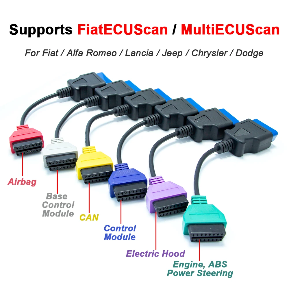 

Диагностический кабель OBD2 для FiatECUScan/Multiecuscan для Fiat/Alfa Romeo/Lancia, 6-цветный разъем автомобильного диагностического адаптера OBDII