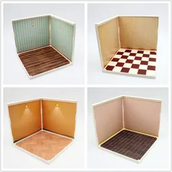 Dollhouse Mini Wall Cabin Floors 1set Handmade DIY Toys Miniature Scenes Models Home Decor Doll Accessories Decoration Figurines