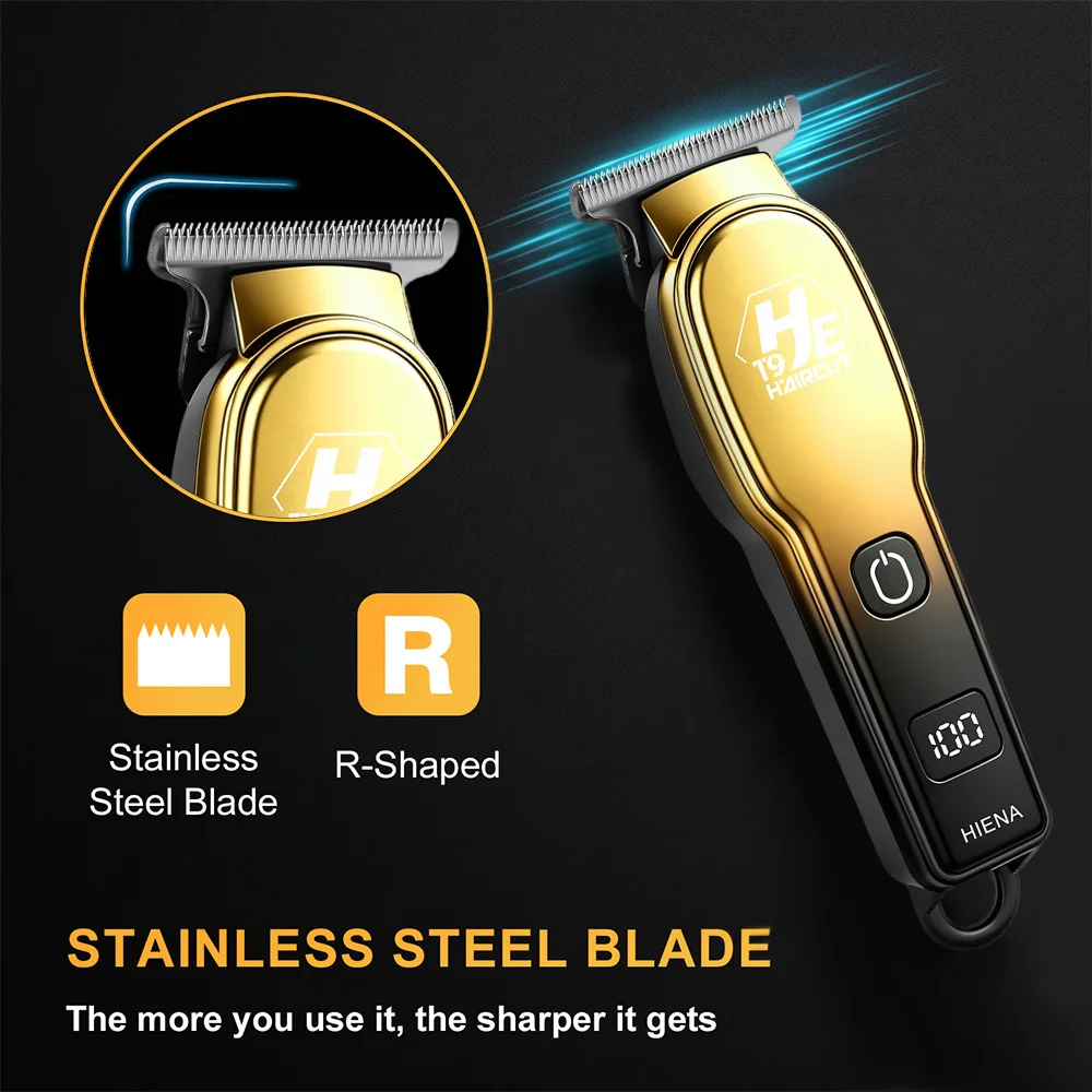 HIENA 4-in-1 Hair Clipper Set LCD Cordless Trimmer Shaver Nose Trimmer USB Rechargeable Men Barber Grooming Kit