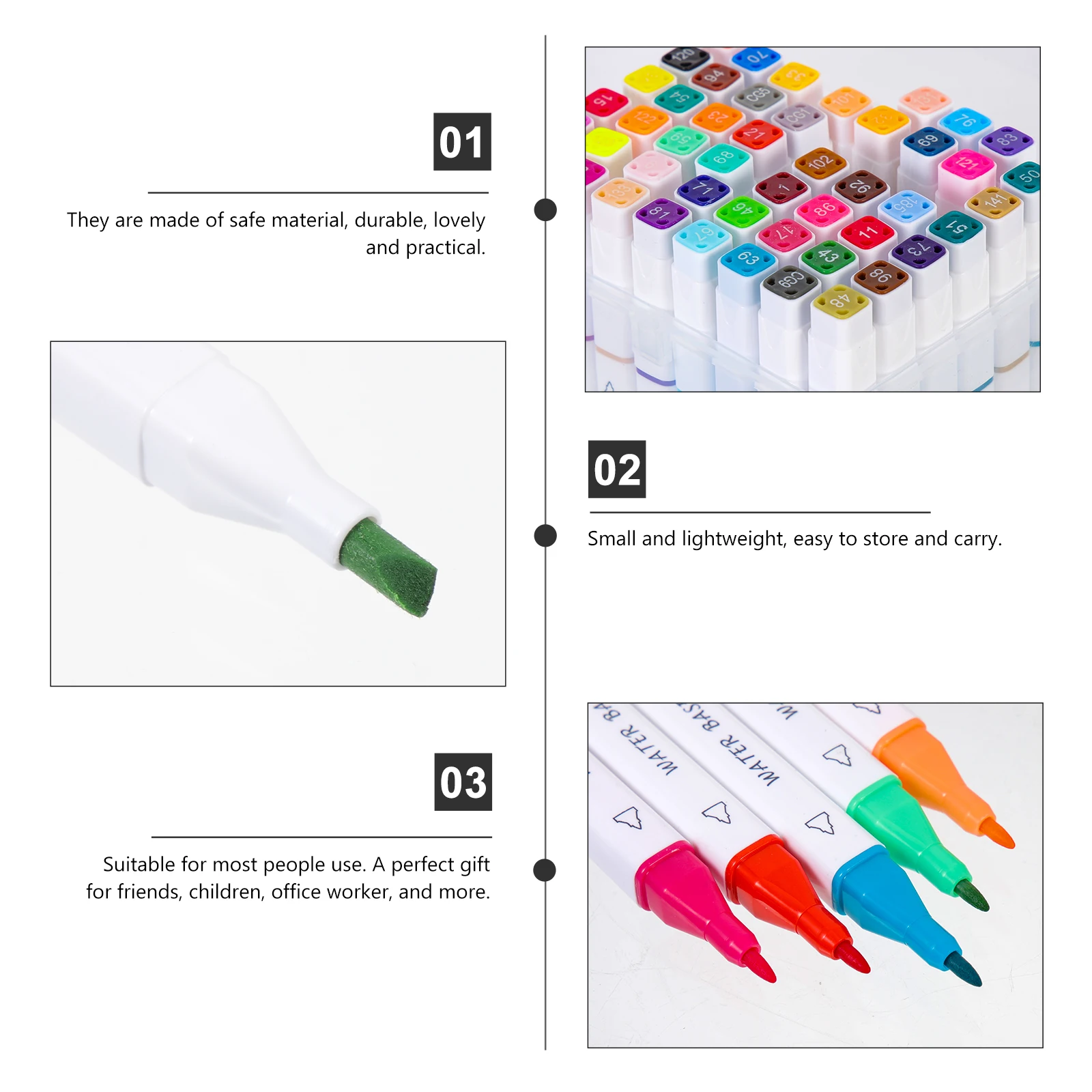 

48pcs Marker Set Art Drawing Pens Dual Tip Colored Paint Markers for Kids Students Artists Coloring School Supplies Gift