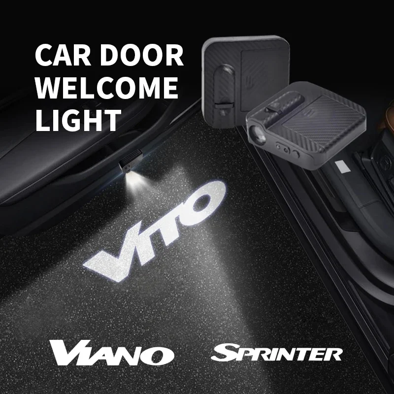 2Pcs LED For Vito Viano Sprinter Logo V Class W638 W639 W447 V260 313 311 CDI Car Door Courtesy Light HD Projector Welcome Lamp