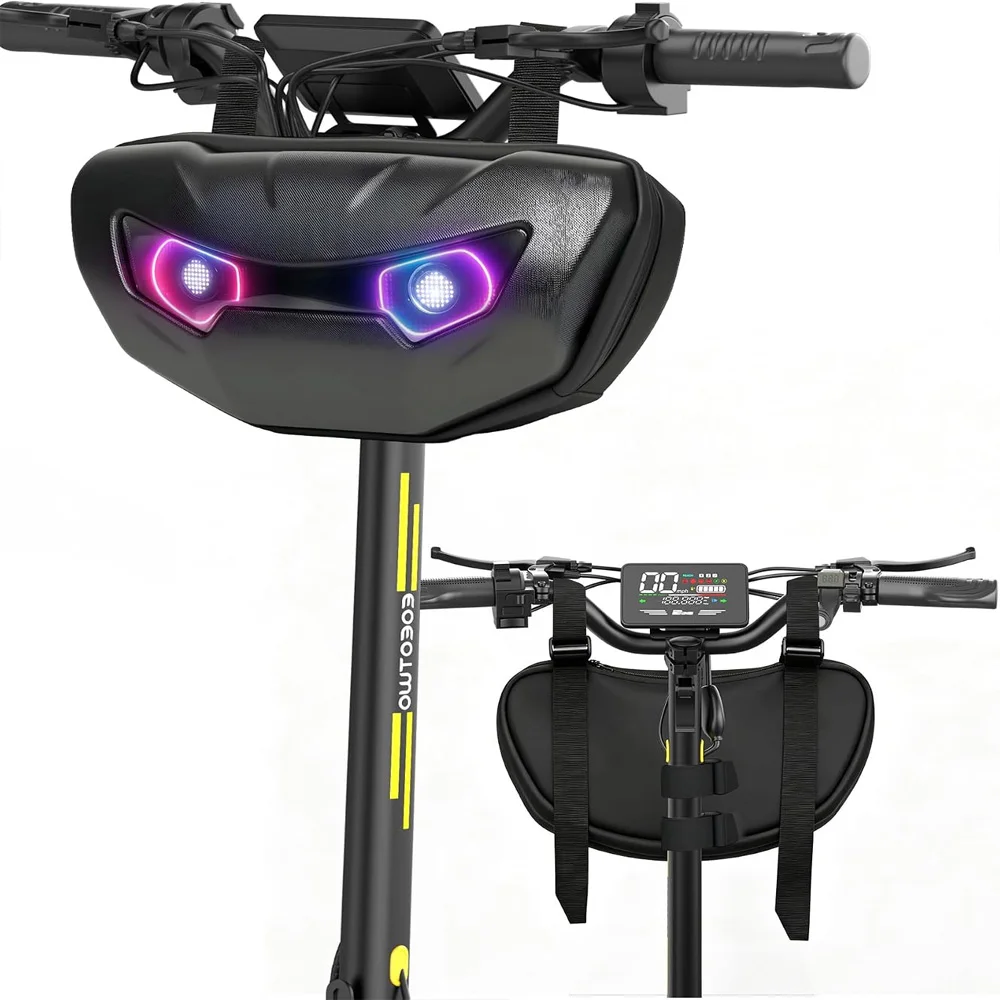 LED Pixel Handlebar Bag with Bluetooth App Control, Waterproof Cycling Front Pouch for Mountain & E-Bike, No Battery Included