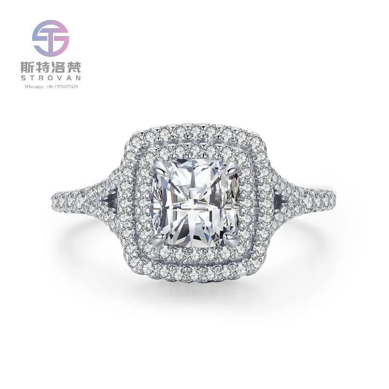 

925 Sterling Silver Ring Women's Classic Luxury 5-carat Zircon Women's Ring Fashion Plating Ring