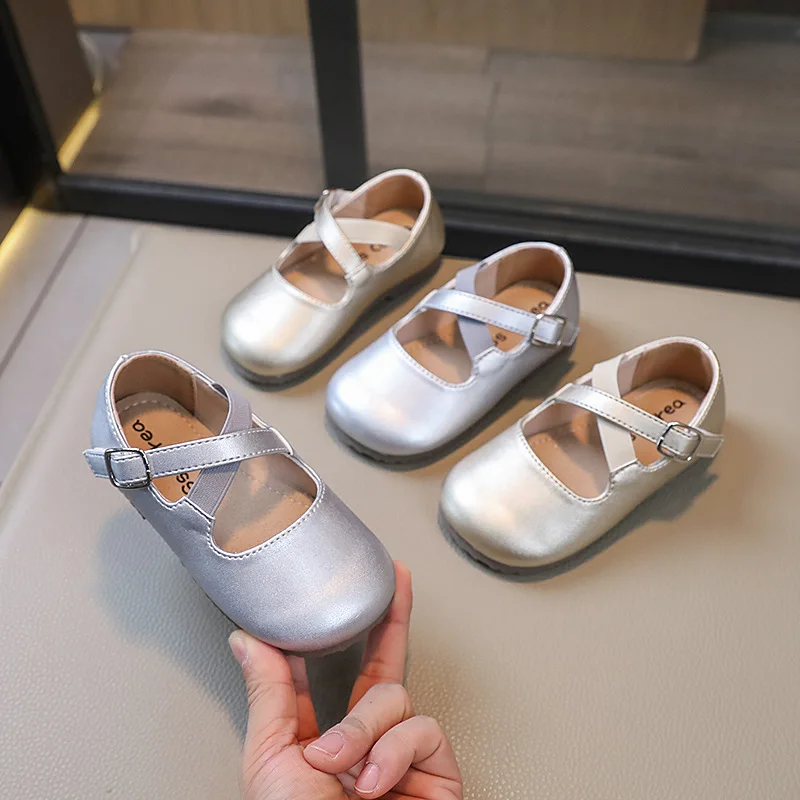 

Kids Leather Shoe 2024 Spring Autumn Girl Princess Shoes Solid Color Children' Flats for Dance Ballet Soft Soled Mary Jane Shoes