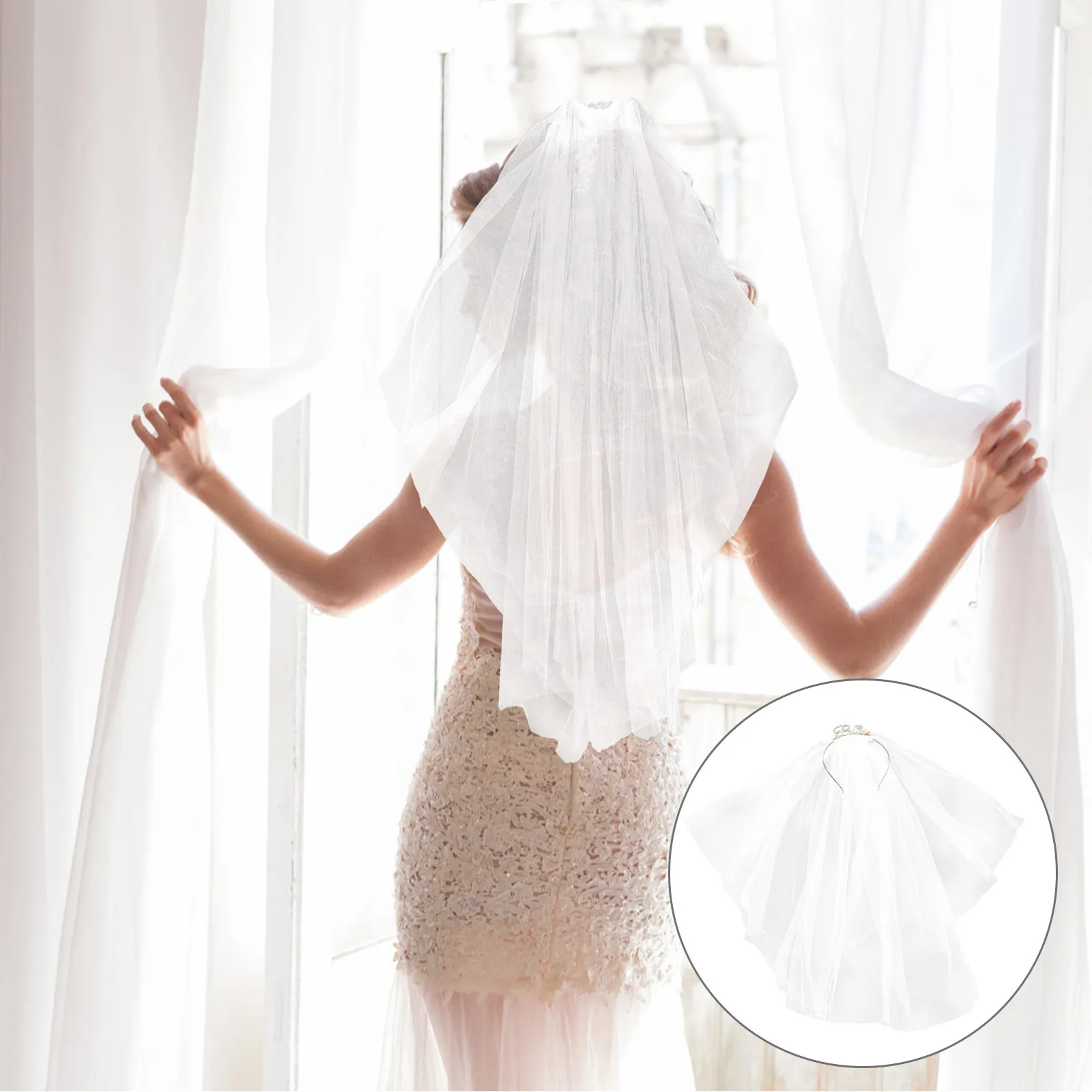 

Роскошная повязка на голову невесты с вуалью. Свадебный головной убор премиум-класса для невесты. Универсальное использование для свадебной церемонии и особых случаев.