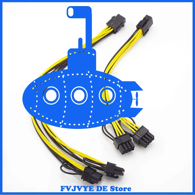 

10x PCI-E 6-pin to Dual 6+2-pin (6-pin/8-pin) Power Splitter Cable Graphics Card PCIE PCI Express 6Pin to Dual 8Pin Power Cable