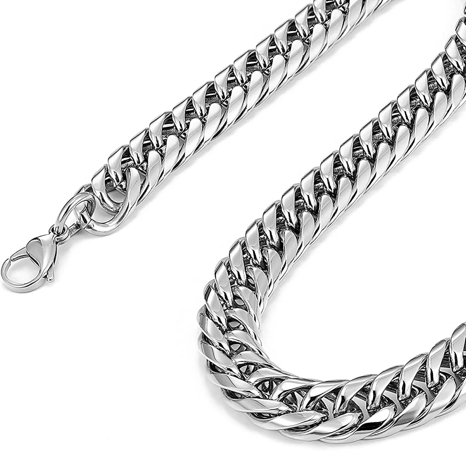 HNSP Stainless Steel Cuban Chain Necklace Bracelet For Men Neck Jewelry Accessories 8MM-14MM Thick Long Hand Chains Male Gift