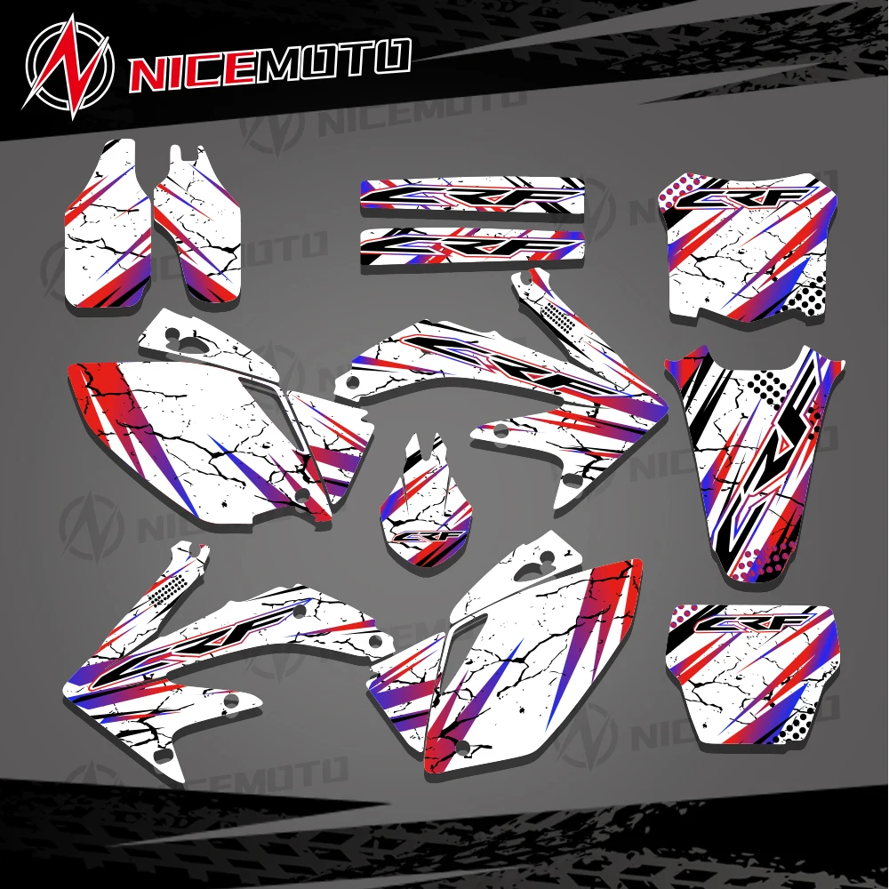 For Honda CRF450 CRF450R CRF 450 R 450R 2005-2007 2008 Full Graphics Decals Stickers Motorcycle Background Custom Number Name