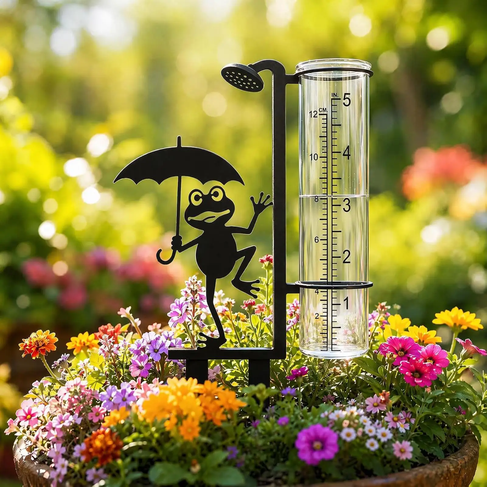 Water Gauge for Rain Metal Accurate Decorative Frost-Resistant Freeze Proof Rain Gauge Garden Decor for Lawn Patio Porch Ground