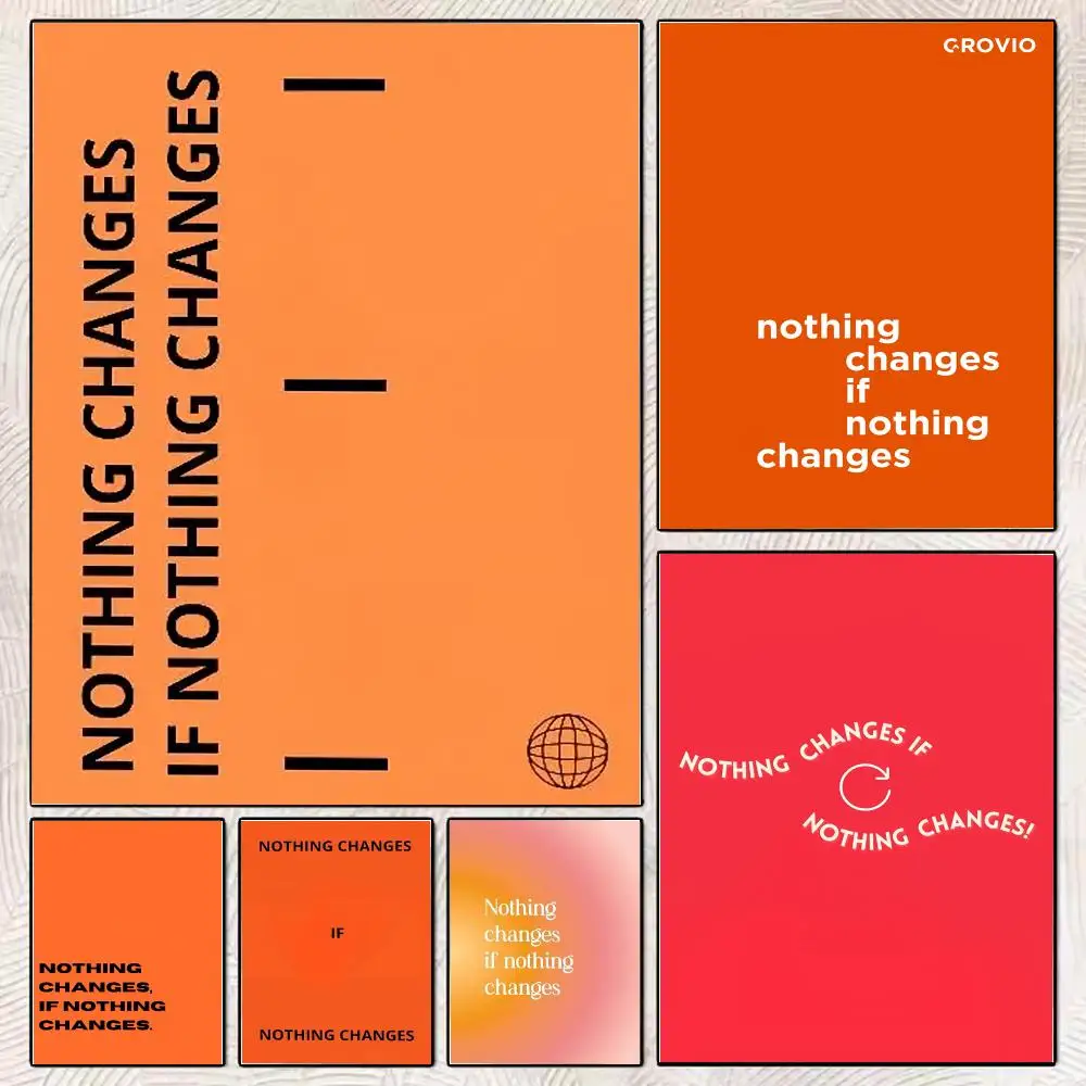 Nothing Changes If Nothing Changes Poster Decorative Wall Art for Living Rooms, Bedrooms, Bars & Cafés, Stylish Home Décor Gift