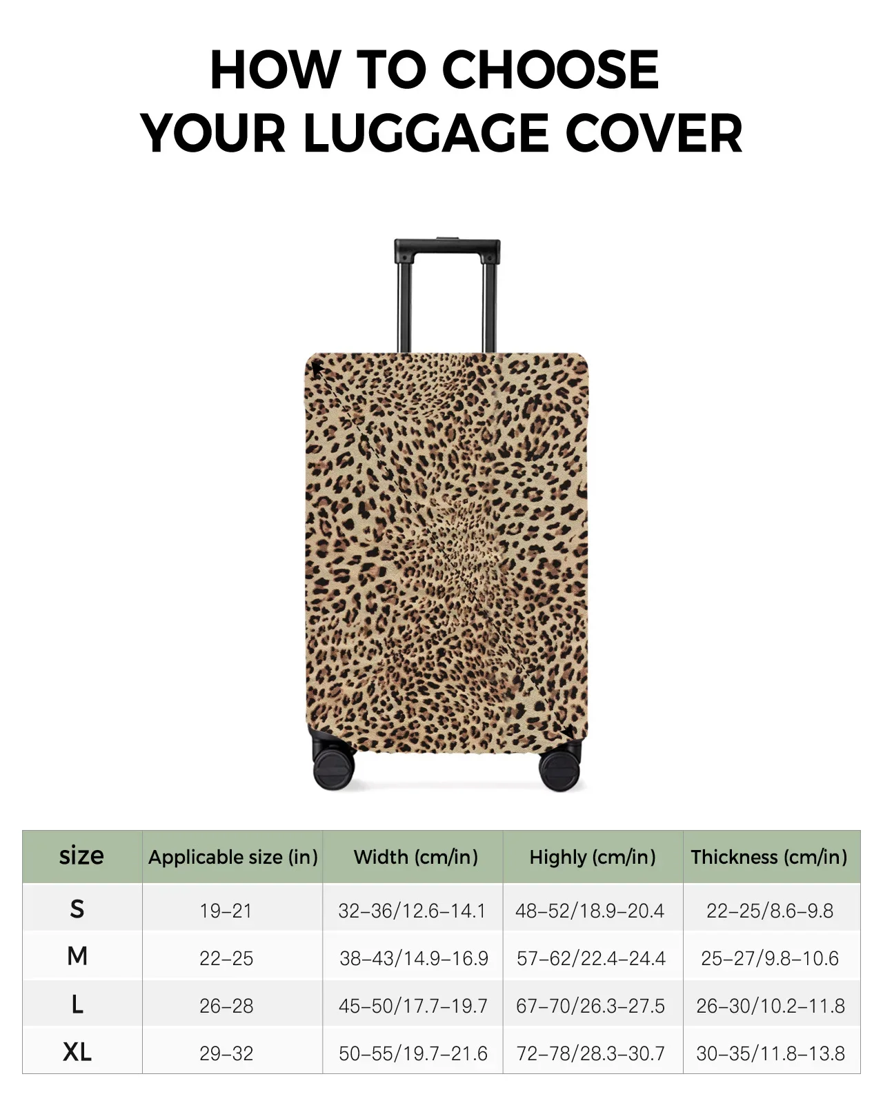 Leopard Textura Viagem Bagagem Capa Elástica, mala de poeira bagagem, adequado para 18-32 "Mala, acessórios