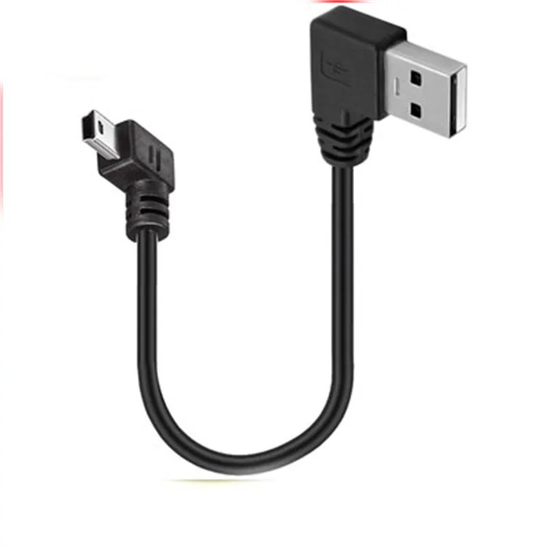 Przewód USB Mini męski 90 stopni lewy kątowy do USB męski kabel prostopadły synchronizuj dane Charge 0.2m