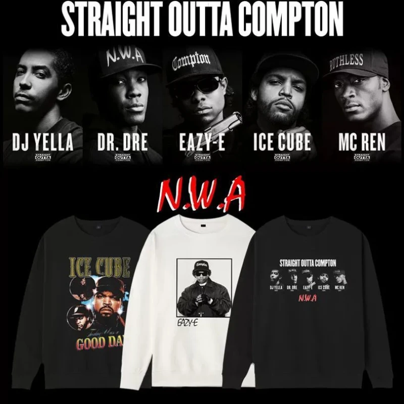 

West Coast Gangster Hiphop Hip Hop Rap NWA Clothes Autumn and Winter Crew Neck Sweater Men's and Women's Casual Loose Sweatshirt