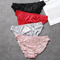 SexyElastic Satin Pants Underwear Women's Low Waist Satin Briefs Cotton Crotch Soft Breathable Comfortable Underwear Women's