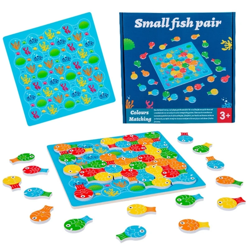 Kids Fun Fish Board Game Montessori Toy Interactive Color Matching Learning Educational Toys for 3-6 Years Old Boys Girls Gifts