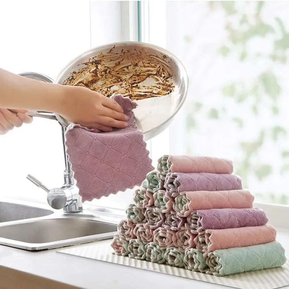 5-50PCS Microfiber Absorbent Kitchen Cleaning Cloth Non-stick Oil Dish Towel Rags Napkins Tableware Household Cleaning Towel