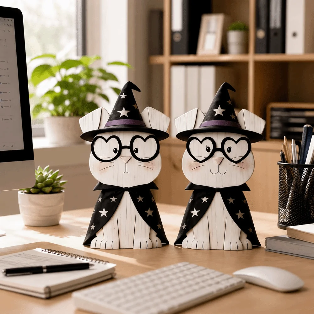 2pcs Lovers Gifts Handcraft Cat Statue PVC Decoration Puppy Dog Statue Nordic Style Couple Tabletop Decor Indoor Display