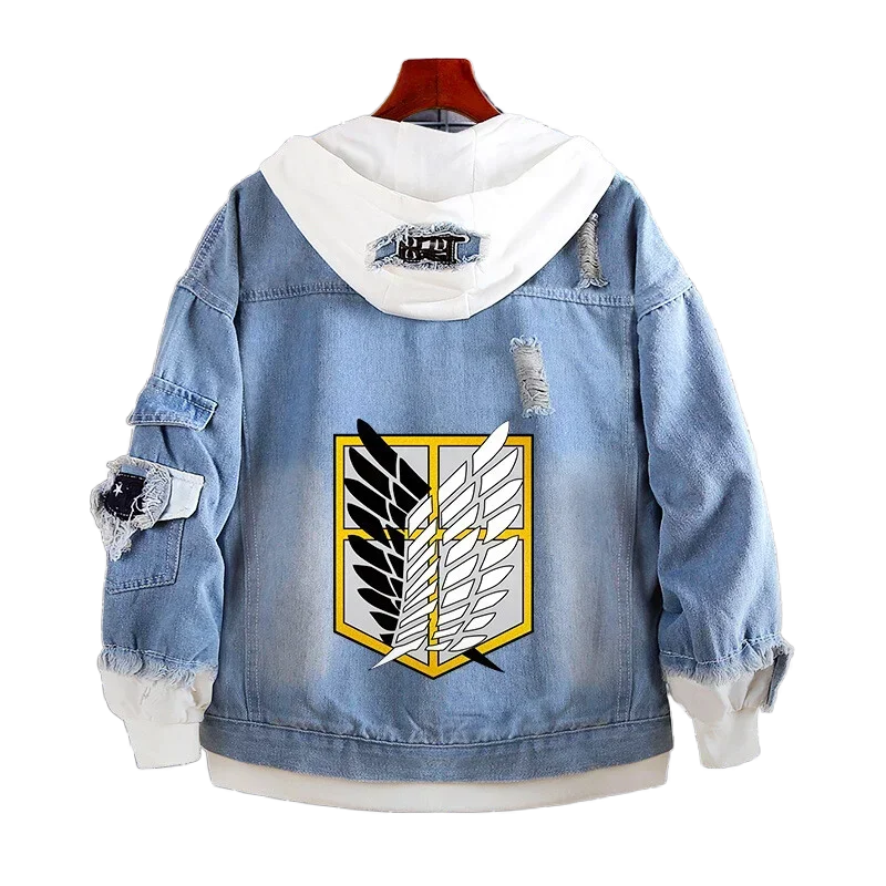 A Attack on Titan Halloween Cosplay Anime Game Two-Dimensional Denim Sweater Hooded Denim Jacket Loose Top