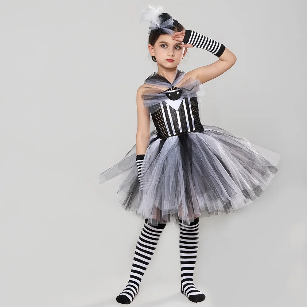 Mädchen Patchwork-Puppen-Tutu-Kleid-Set, Buntes Tüll-Kostüm für Kinder, Halloween-Cosplay, Themenparty-Verkleidung – Detail 16