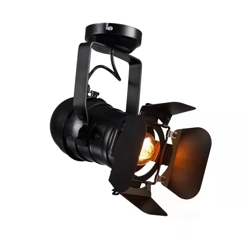 

Ceiling track spotlight, retro LED engineering lamps, rail head four-leaf track