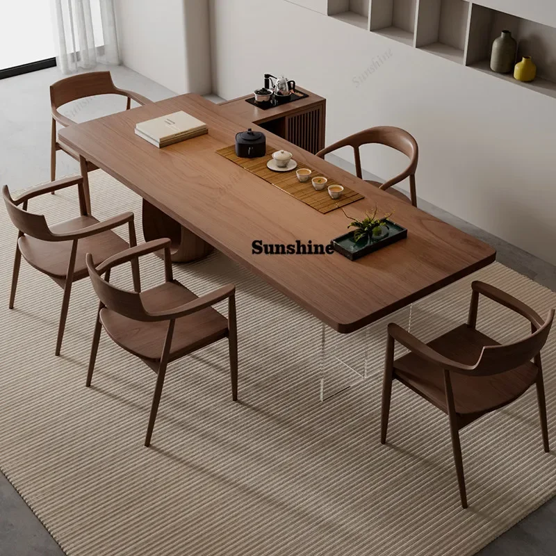 wabi tea table, solid wood large board office tea table, negotiation tableTJ