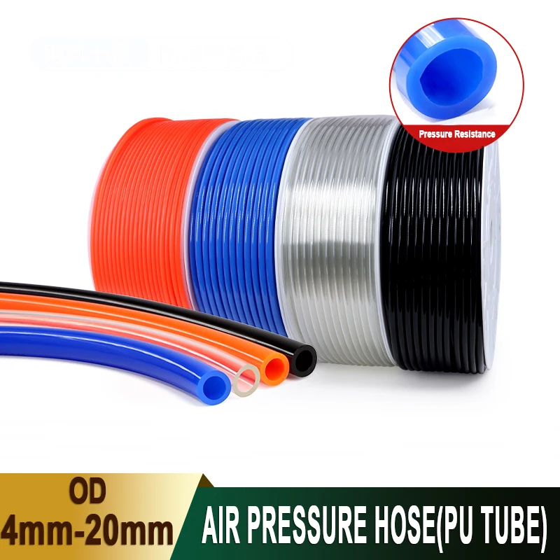 1/2/5/10M Pneumatic Tube Air Tubing Component Pneumatic Air Hose 4/6/8/10/12/14/16/18/20mm PU Pipe Compressor air hose Air Line