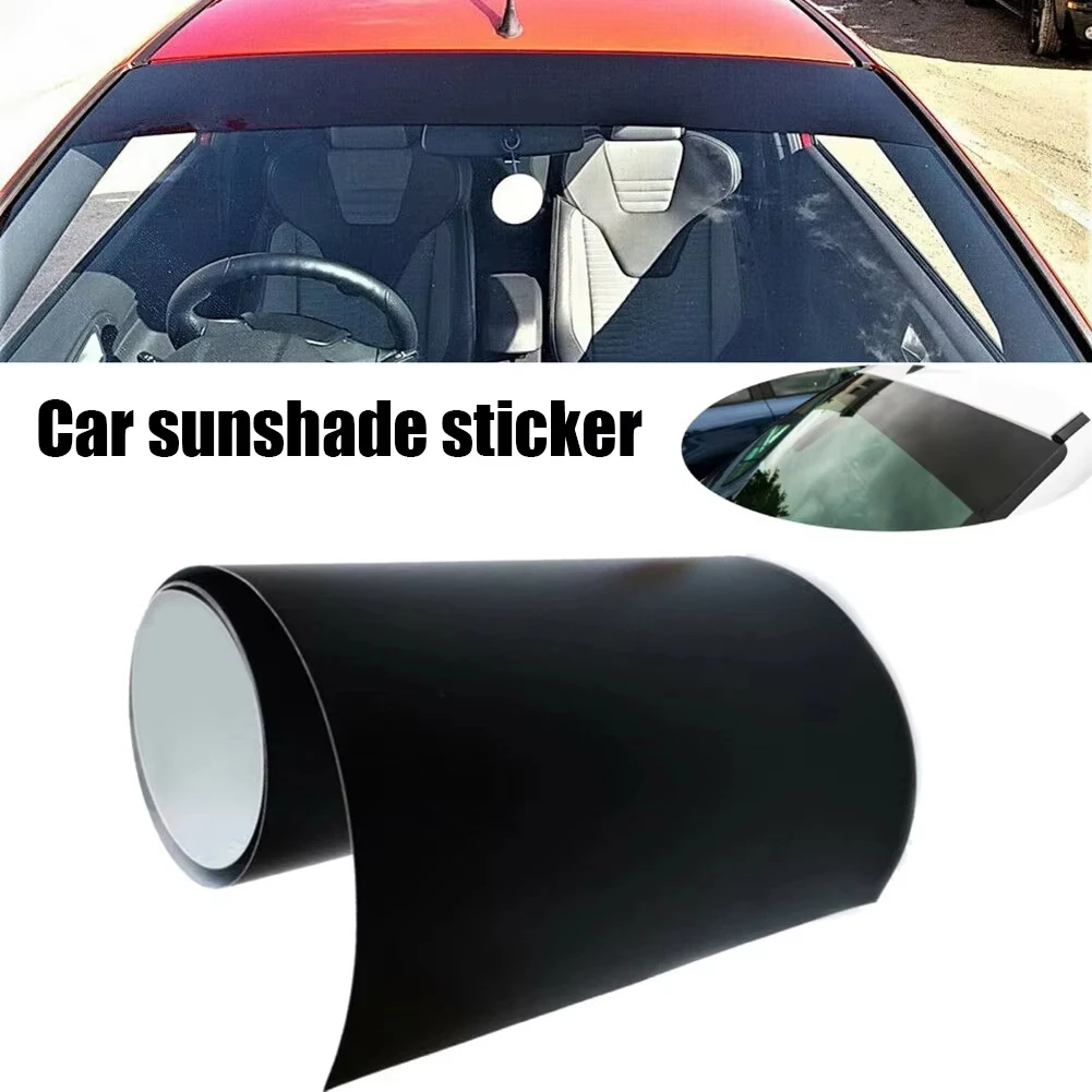 1-teiliger schwarzer Sonnenblende-Aufkleber für die Windschutzscheibe des Autos, glänzende Auto-Sonnenschutz-Schutzfolie, PVC-Glas, Anti-UV-wasserdichter Sonnenstreifen