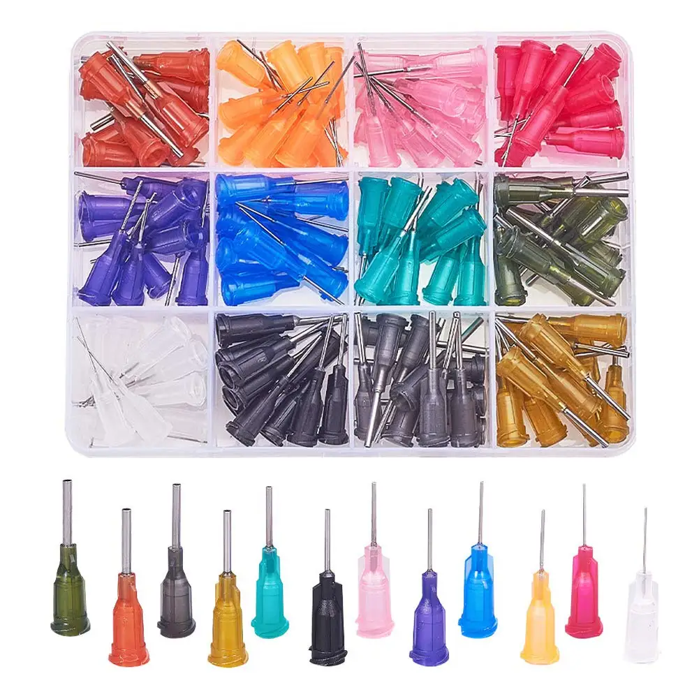 Wholesale 500/1000pcs 14-30G 1/2 Inch Luer Lock Plastic Needle with 13mm Blunt Tip for Liquid Glue Ink Dispensing Industrial Use
