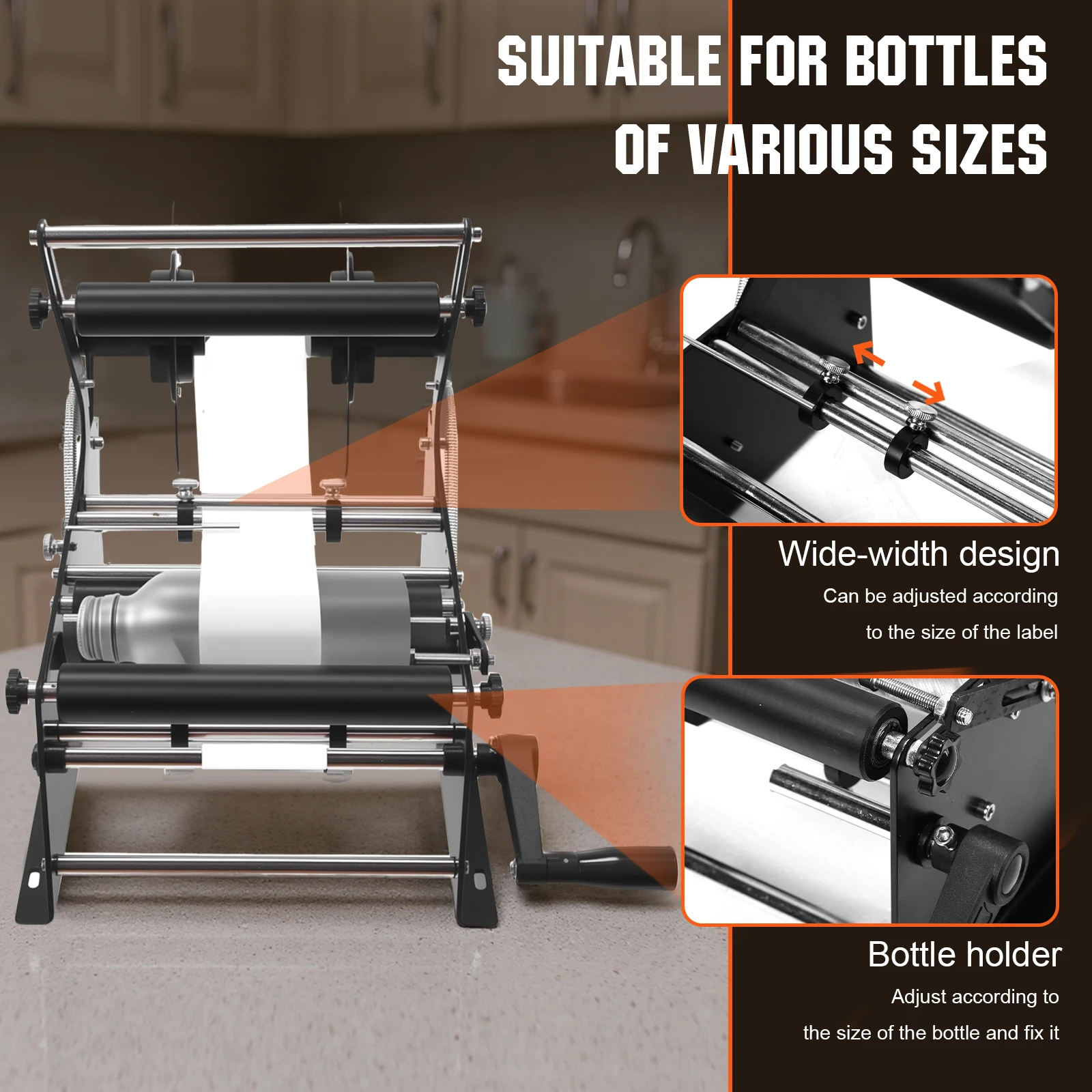 Wine Bottle Sticker Label Applicator with Handle Small Label Applicator Machine Manual Labeling Machine for Round Bottles