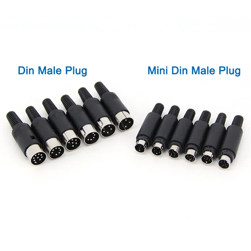 Soldering Cables Mini or DIN 3/4/5/6/7/8 Pin Male Connector S-Video Terminal Circular Plug Plastic Handle Adapter V