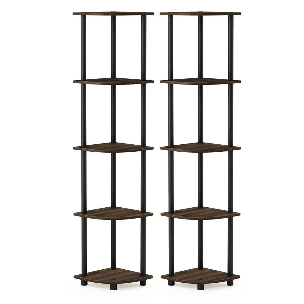 

5 Tier Corner Display Rack Set of 2 Multipurpose Shelving Unit Easy Assembly Open Shelves Durable Composite Wood Indoor Use