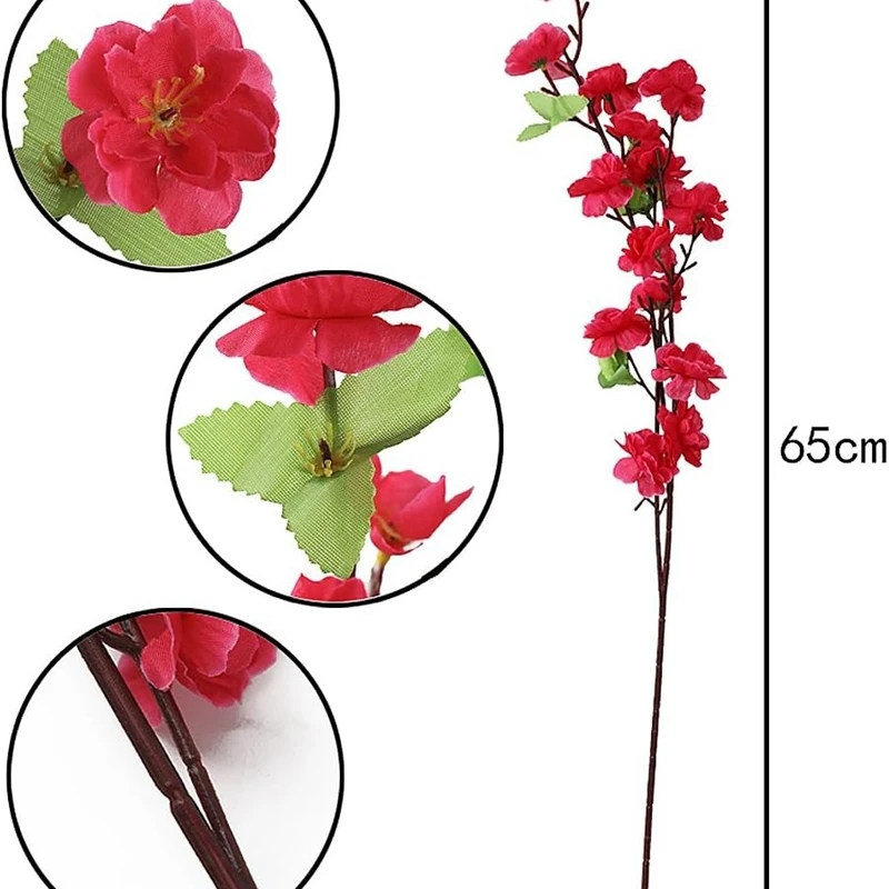 Artificial Peach Blossom Flowers Bouquet for Home Room Decor Wedding Decoration Garden Fake Flower Arrangement Outdoor Ornament
