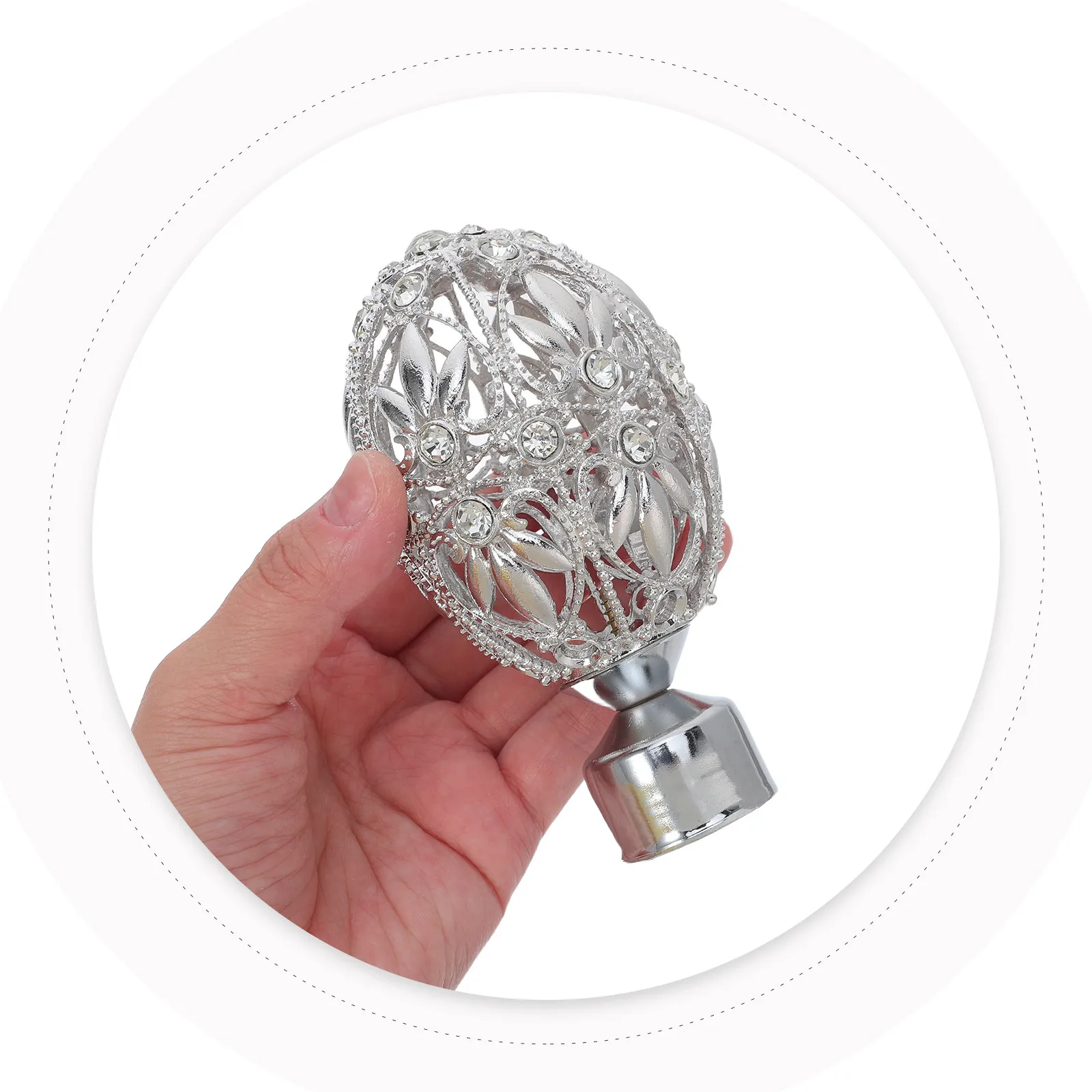 2Pcs Roman Rod End Caps Hollow Alloy Finials Stable Decorative Curtain Pole Ends Fits 30Mm Tube Window Curtain Rod Finial