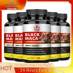 Black Maca Root Capsules with Ashwagandha Supports Strength, Stamina and Mood, Natural Energy, 60/120 for Adult